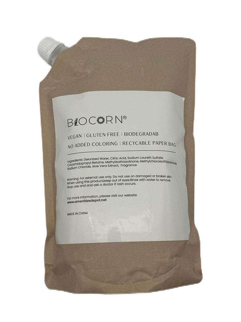 BIOCORN Body Wash Refills Recyclable Paper Bag (33.8oz/1000ml, 4 or 8 Pack)