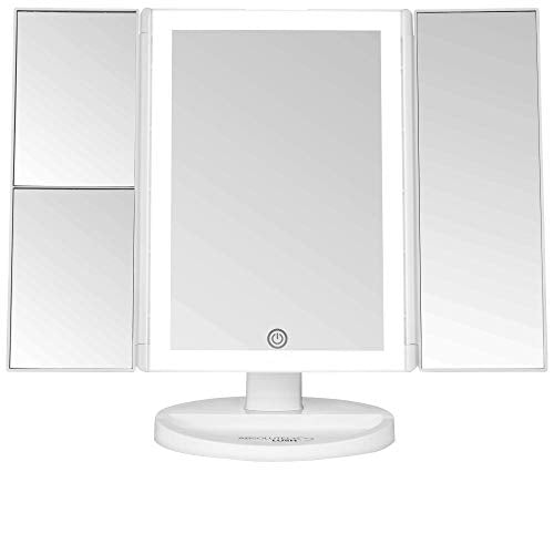 Absolutely Luvly Trifold Vanity Mirror with Lights | LED Makeup Mirror with Lights and Touch Screen Dimming - 1x 2x 3x Magnification - Portable Lighted Makeup Mirror | Great Vanity Mirror with Lights