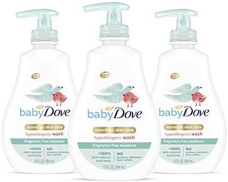 Baby Dove Tip to Toe Baby Body Wash For Baby's Sensitive Skin Sensitive Moisture Washes Away Bacteria, Fragrance-Free and Hypoallergenic Baby Soap, 13 Fl Oz (Pack of 3)