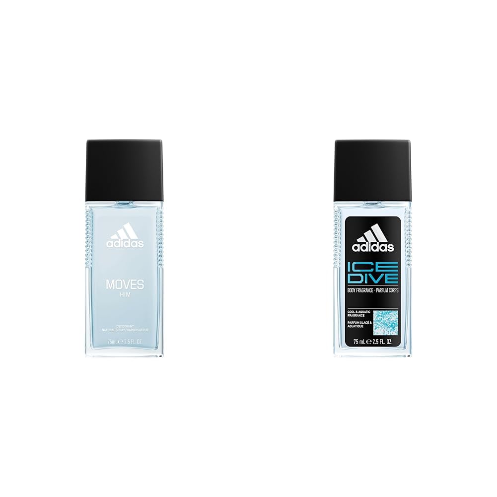 Adidas Moves for Him Body Fragrance for Men, 2.5 fl oz, Liquid, Grapefruit & Ice Dive Body Fragrance for Men, 2.5 fl oz