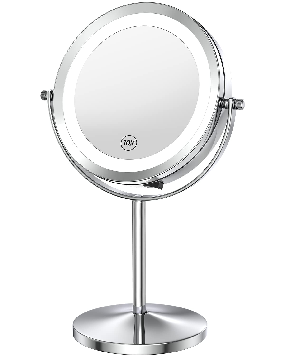 Benbilry Lighted Makeup Mirror with Magnification, 1X/10X Magnifying Makeup Mirror, LED Vanity Mirror with Lights, Battery Operated, 7 Inch Swivel Portable Cordless Desk Mirror, Best Gift