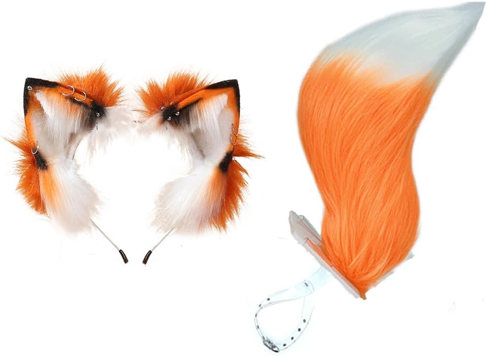 ATekatac Wolf Ears Handmade Animal Ears Halloween Headband Cat ears Rollable Ear