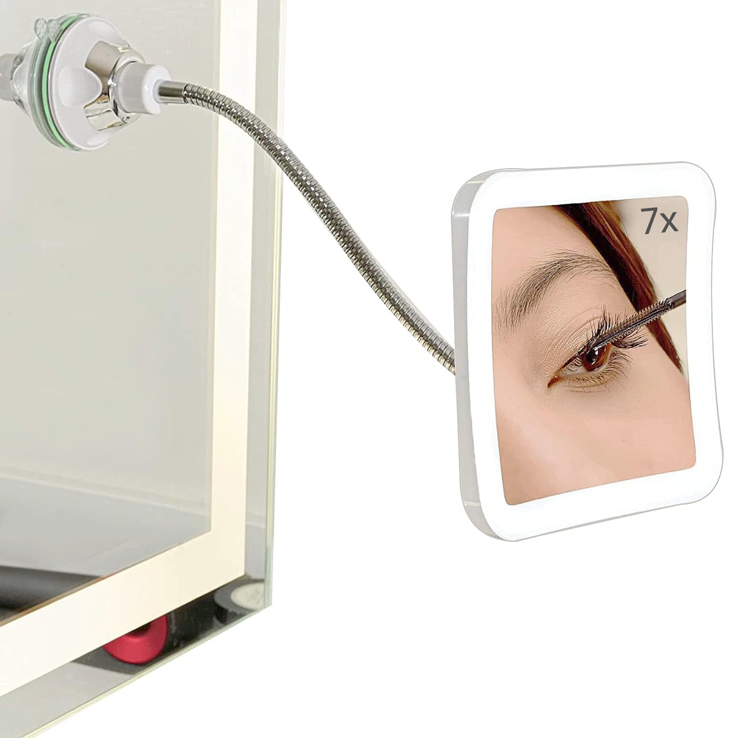 SunplusTrade Makeup Mirror with LED Lights and Magnification, Portable Cordless Design for Home and Travel with Flexible Gooseneck to Adjust to Any Position Easily