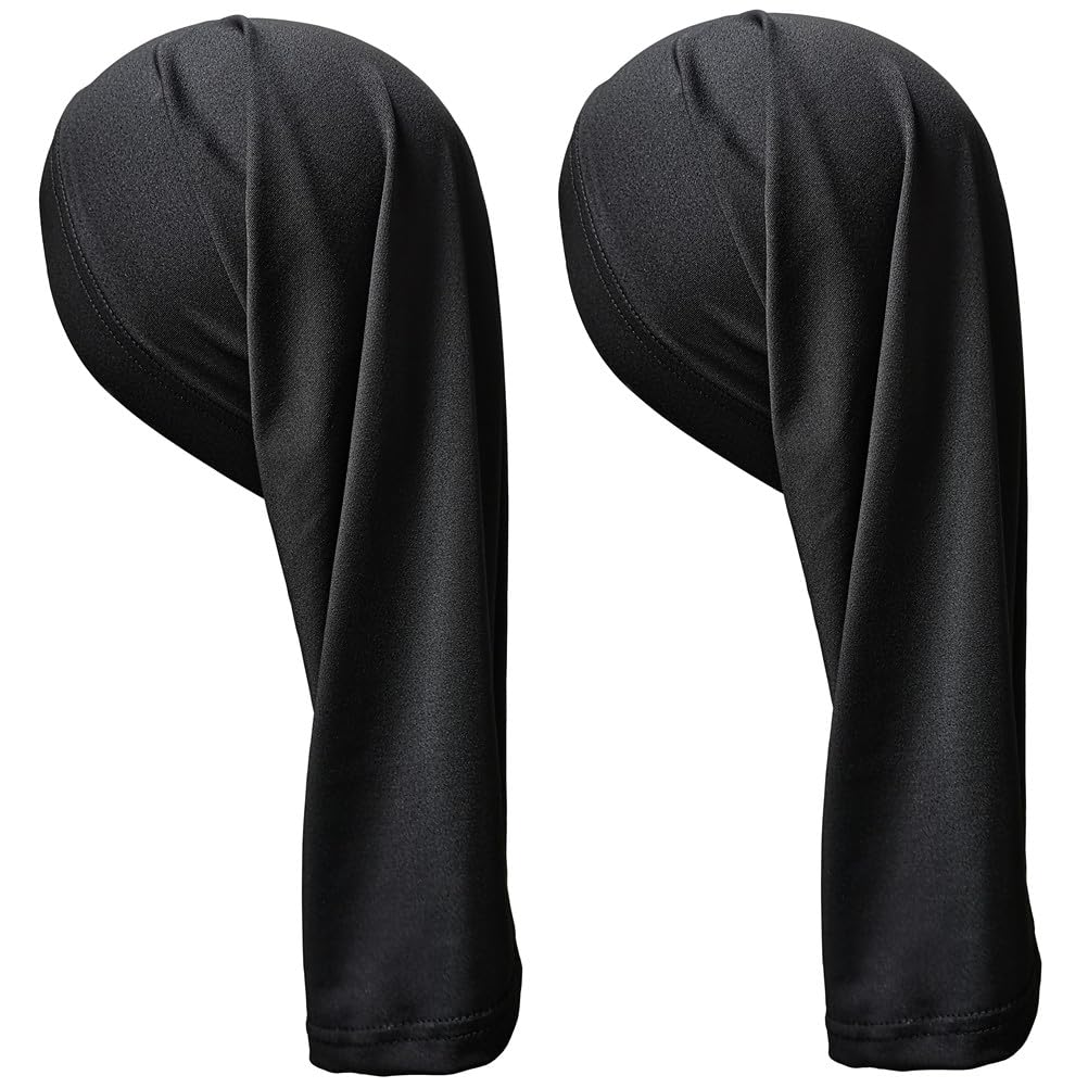 2PCS Dreadlocks Tube Socks Unisex Spandex Stocking Shower Cap for Long Dreads Braids Twist Open End Jumbo Hair Bonnet Covers, Black