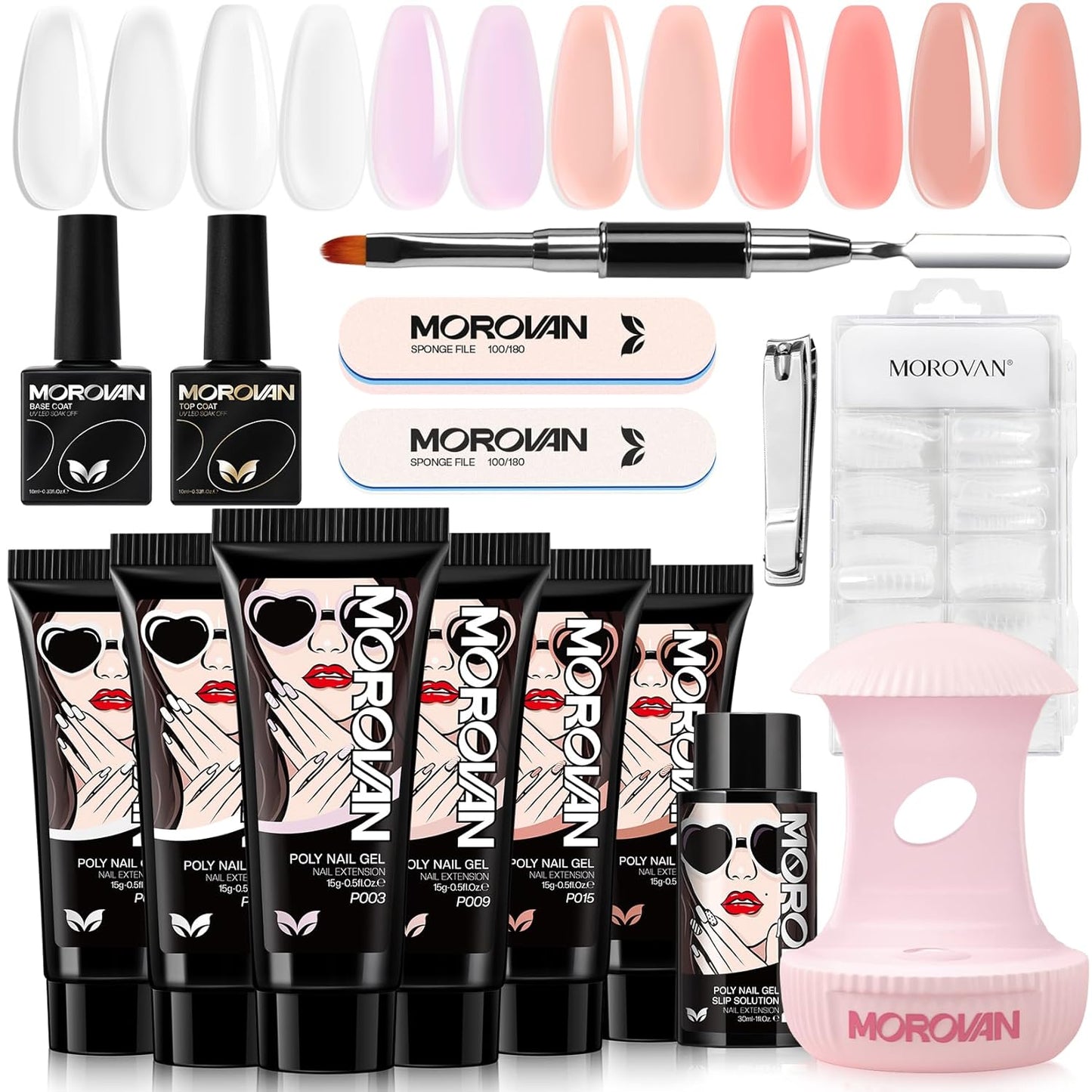 Morovan Poly Gel Nail Kits Starter Kit: Poly Nail Gel Kit for Beginners Poly Gel Kits with U V Light Gel Nail Kit DIY Extension Gel Kit Poly Nail Gel Kit with Everything