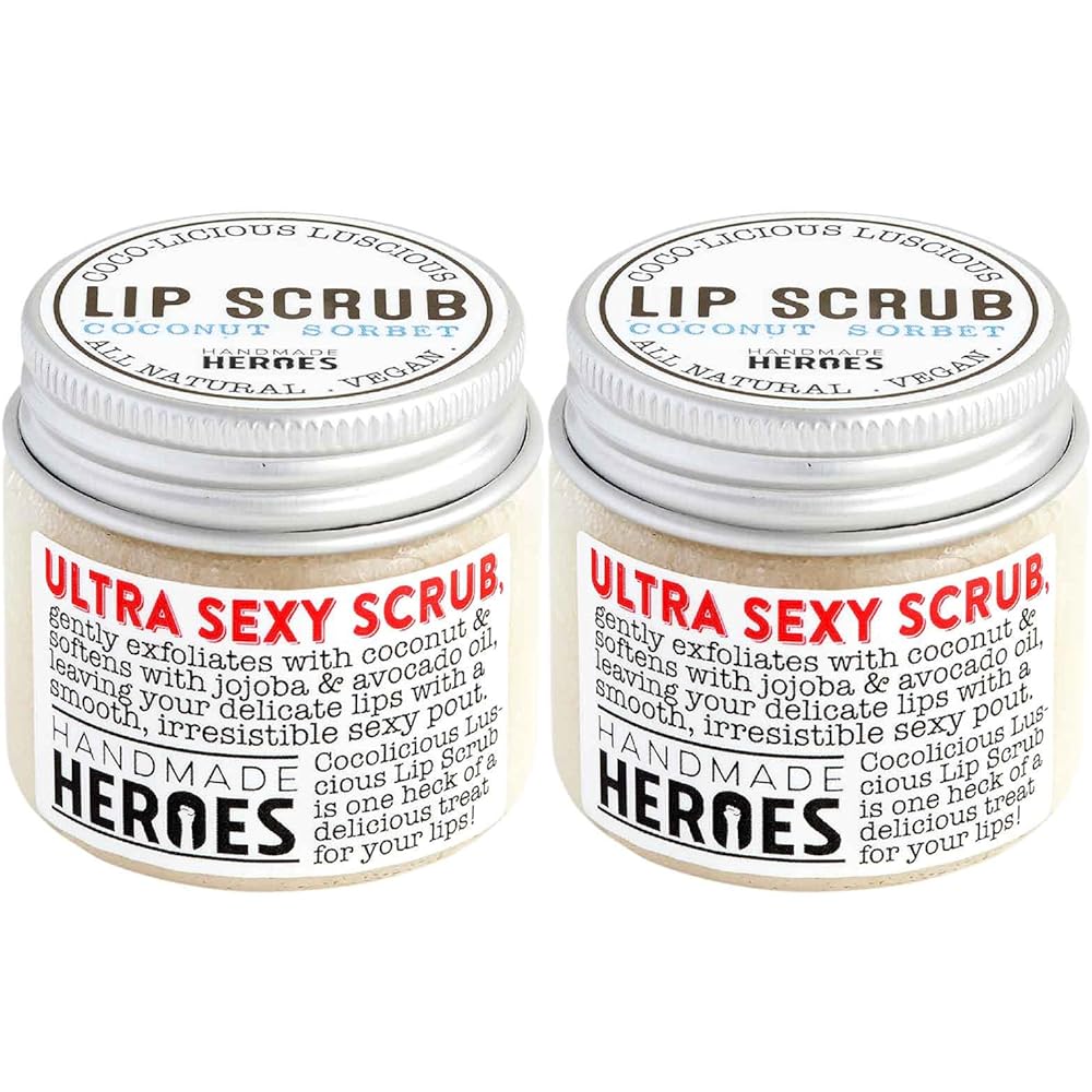 100% Natural Lip Scrub for Soft, Smooth Lips, Vegan Lip Scrub Gentle Exfoliator for Chapped and Dry Lips. 2 pc Coconut Lip Exfoliator Set lip exfoliator.