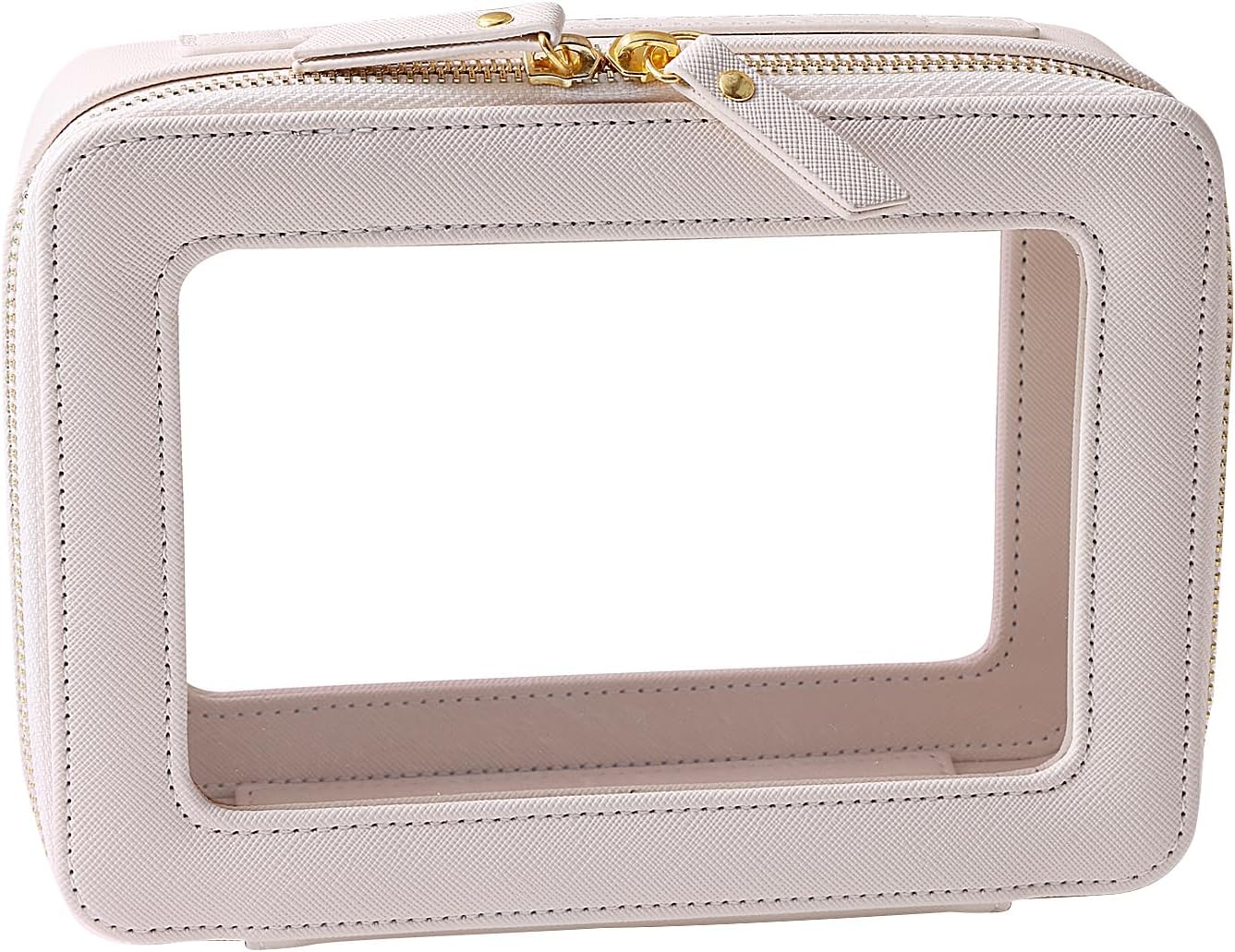 SANHECUN Toiletry bag waterproof cosmetic organizer with handle large opening for travelling (White)