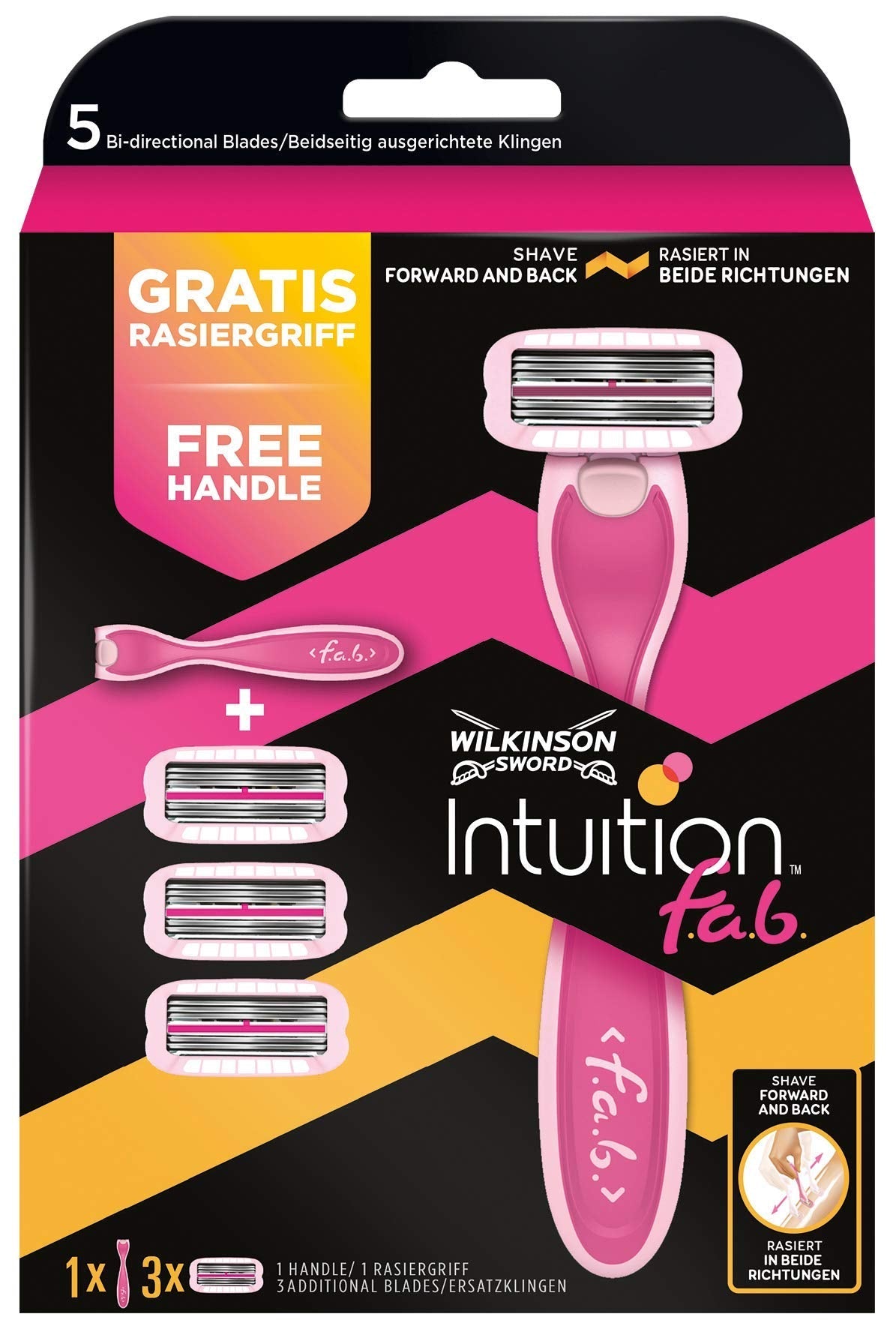 Wilkinson Sword Intuition F.a.b. Value Pack with 3 Free Blades and Shaver – Pack of 3)