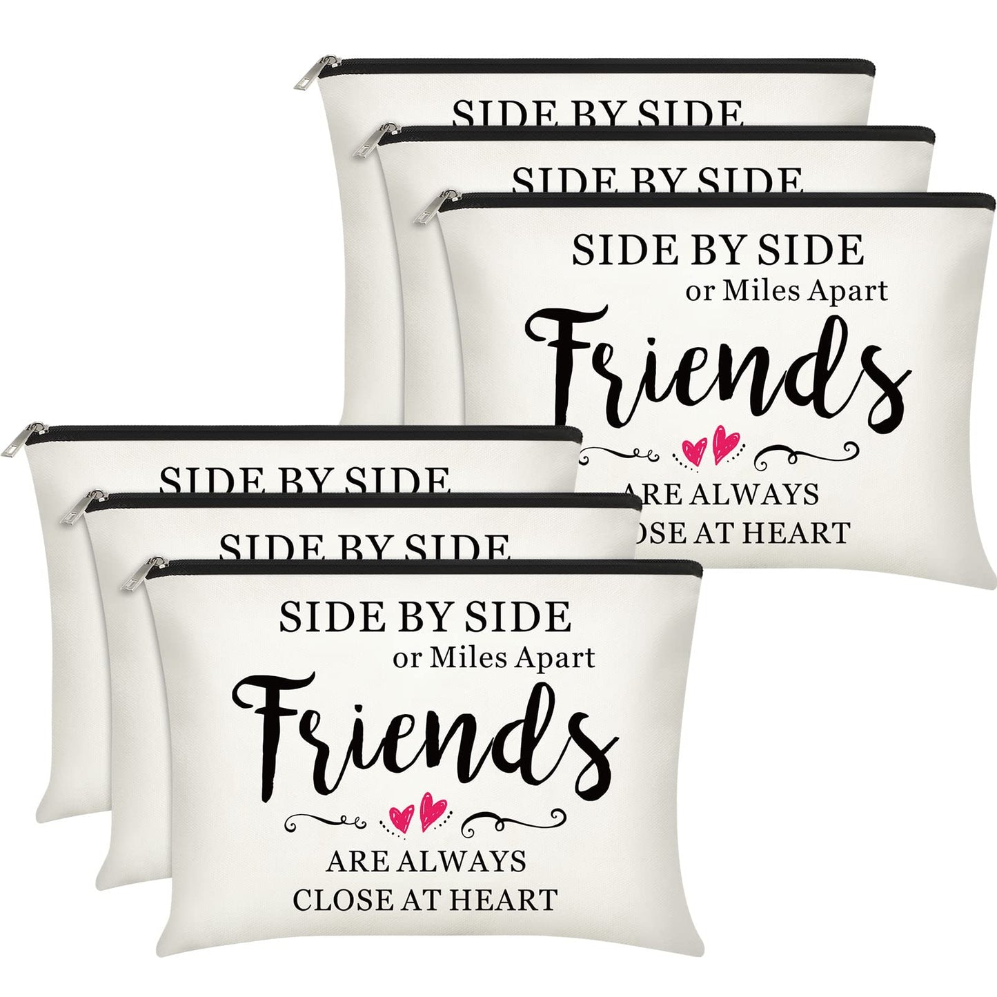 6 Pieces Friendship Cosmetic Bag Makeup Side Bag Girls Weekend Gifts Friends Makeup Bag for Christmas Friendship Present Travel Pouch Friend BFF Gifts for Women Honeymoon Birthday (Leaf Pattern)