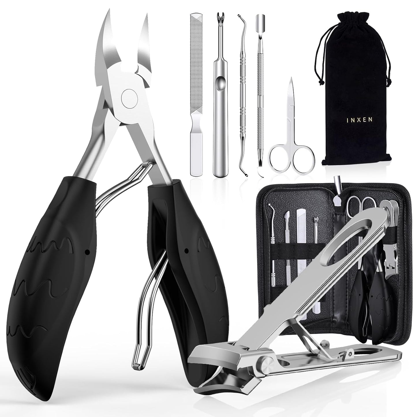 Toenail Clippers for Seniors Thick Toenails, Sharp Toe Nail Clippers Set for Men Women, Heavy Duty Fingernail Clipper Pedicure Tools for Feet, Professional Manicure and Pedicure Kit with Nail Scissors