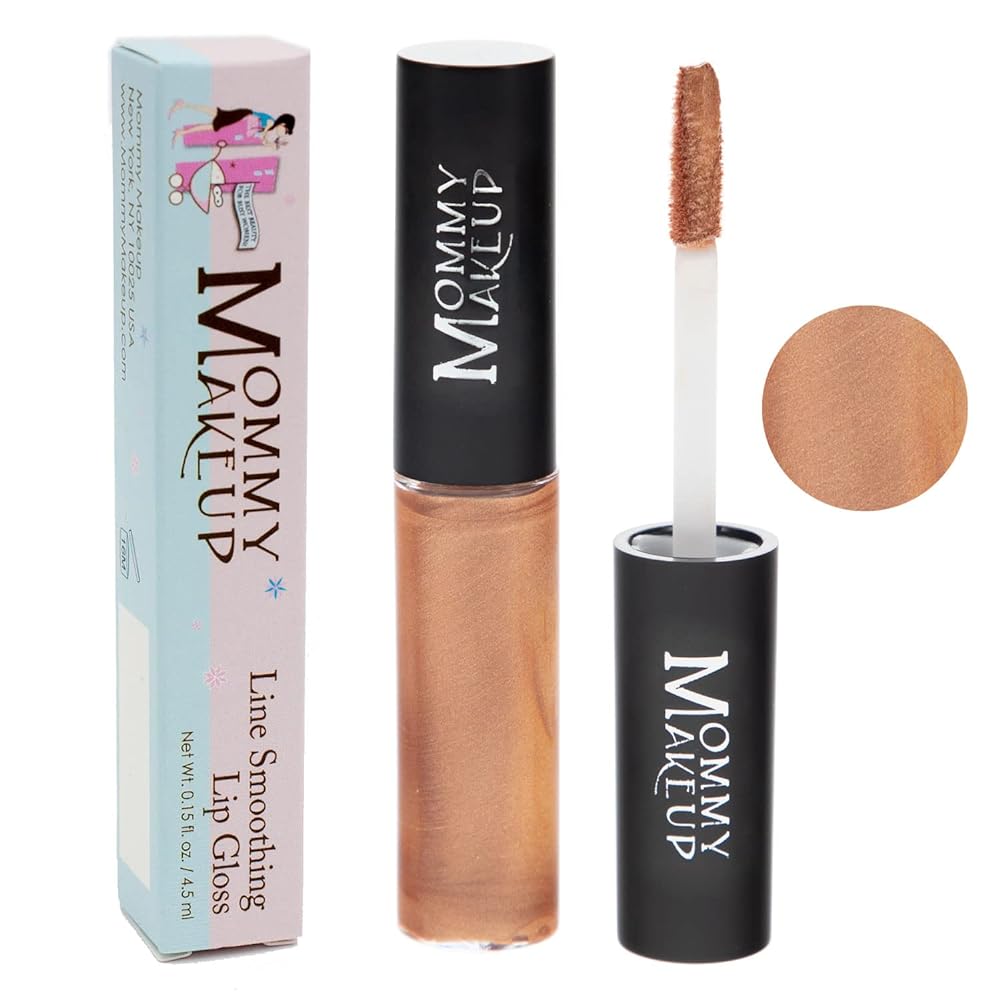 Mommy Makeup Line Smoothing Lip Gloss with Brown Algae & Golden Seaweed - Glossy, Moisturizing, High Shine, Paraben Free Lipgloss in Bit of Honey (A Glistening Honeyed Butterscotch)