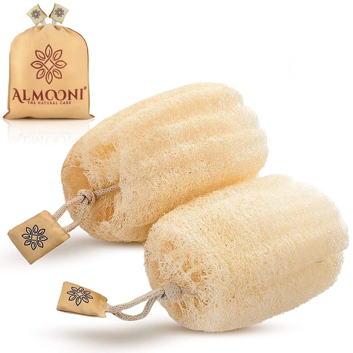 Almooni Egyptian Loofah Exfoliating Body Scrubber, Natural Real Egyptian Shower Loofah Sponge Body Scrubber for Women and Men, for Body and Face That Will Get You Clean - 3 Count (1 Pack)