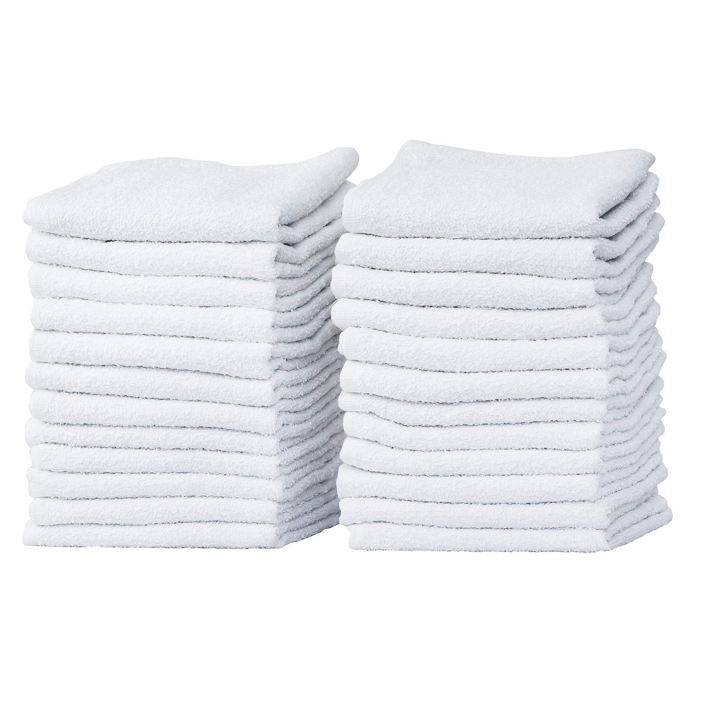 Pacific Linens 24-Pack White 100% Cotton Towel Washcloths, Durable, Lightweight, Commercial Grade and Ultra Absorbent