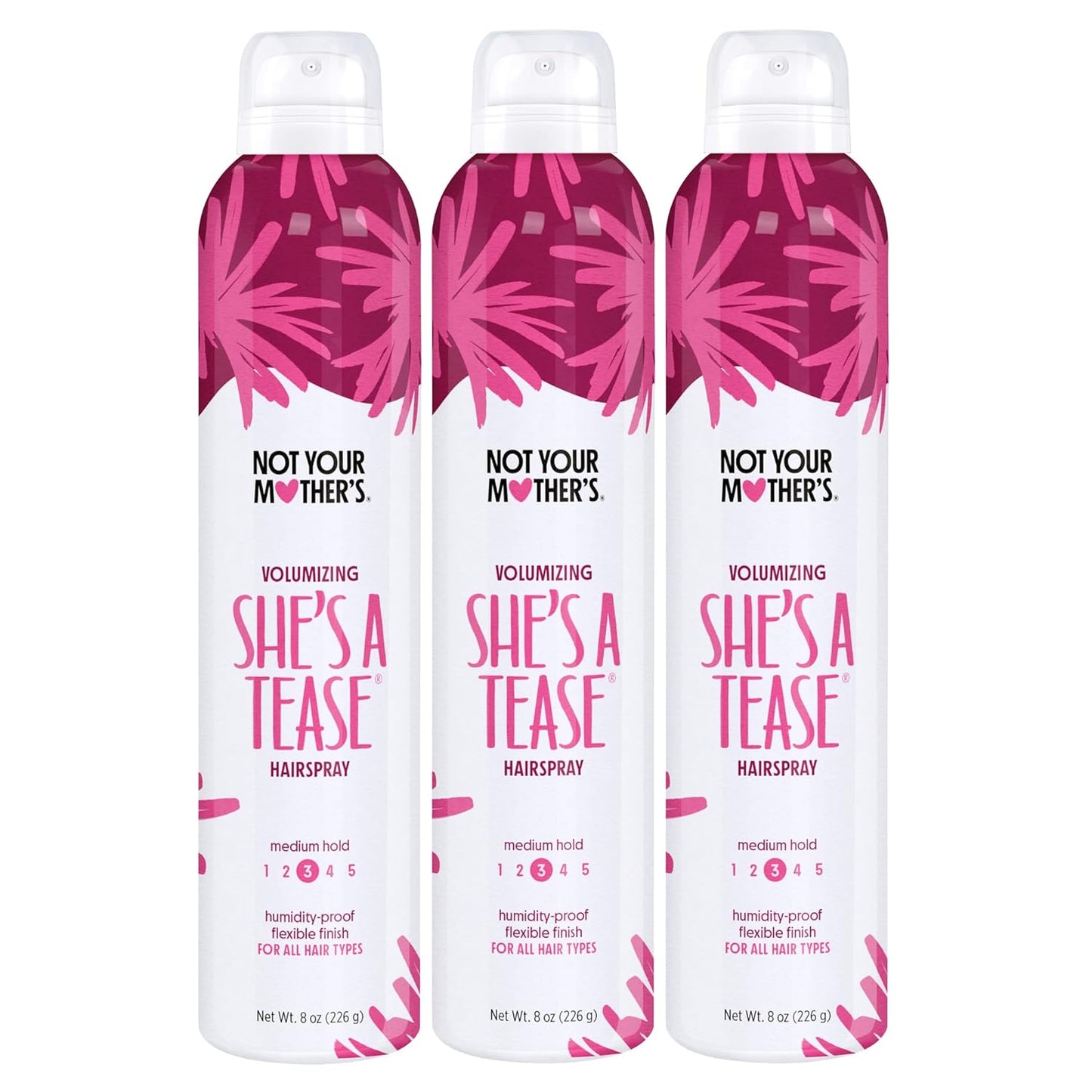 Not Your Mother's She's a Tease Hairspray (3-Pack) - 8 oz - Volumizing Hairspray - Firm Yet Flexible Hold for Volume That Lasts