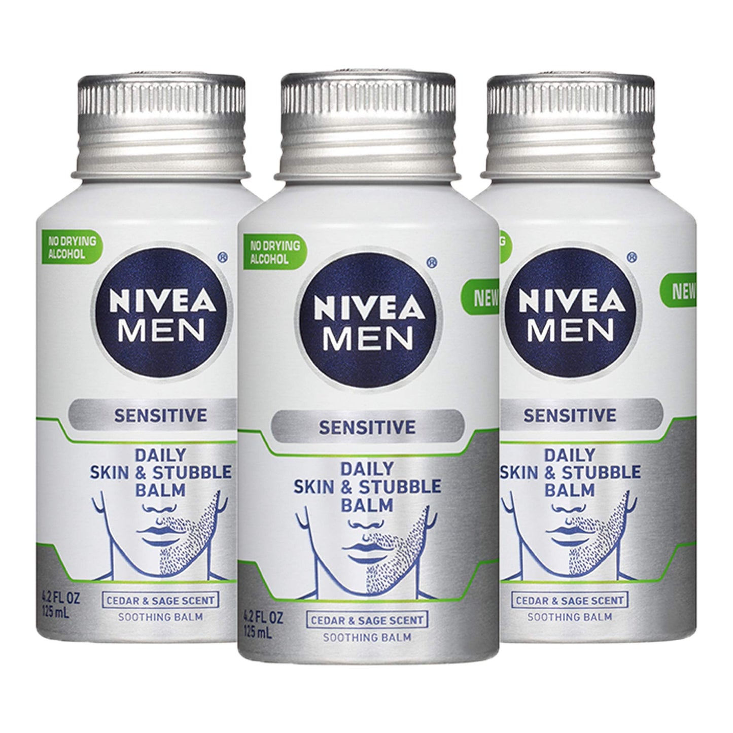 Nivea Men Sensitive Skin & Stubble Balm - Pack of 3, Men's Face Lotion for Before and After Shave, 12.6 Fl Oz