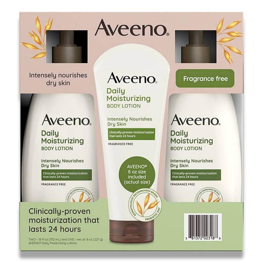 Aveeno - Daily Moisturizing Body Lotion - 18 Oz - 2 Pack + 8 Oz Tube