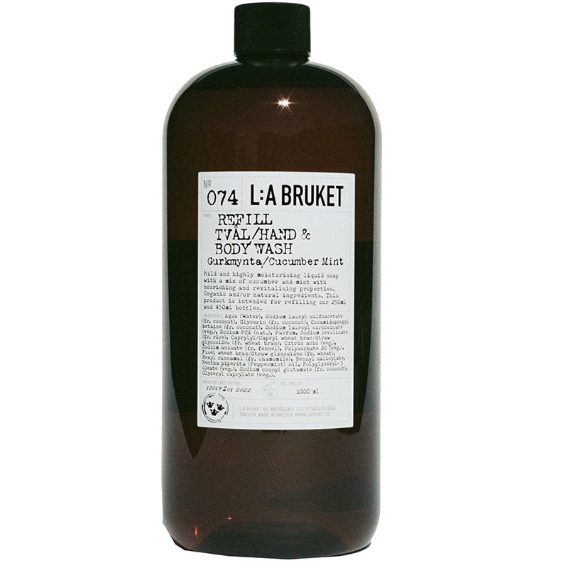 No. 074 Cucumber and Mint Hand & Body Wash Liquid Soap by L:A Bruket Body Wash L:A Bruket 1000 ml REFILL