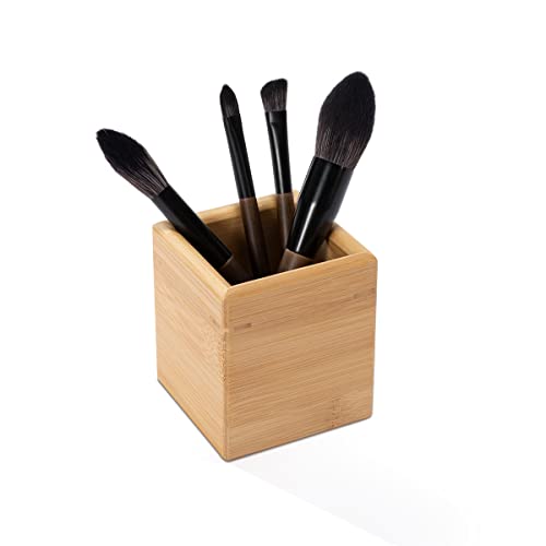 PELYN Makeup Brush Holder Organizer for Vanity, Hair Brush Holder Organizer for Bathroom Countertop, Bamboo