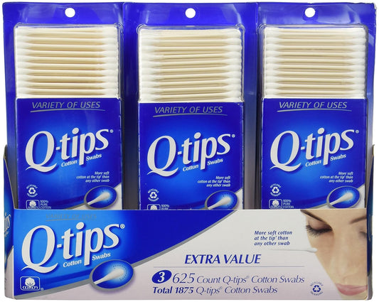 Q-tips Cotton Swabs 3 Packs of 625 Count