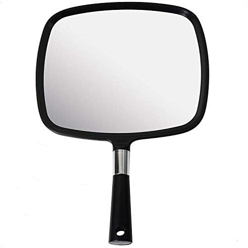 MIRRORVANA Large Hand Mirror with Comfy Handle - Black Portable Handheld Mirror - 9" x 13"