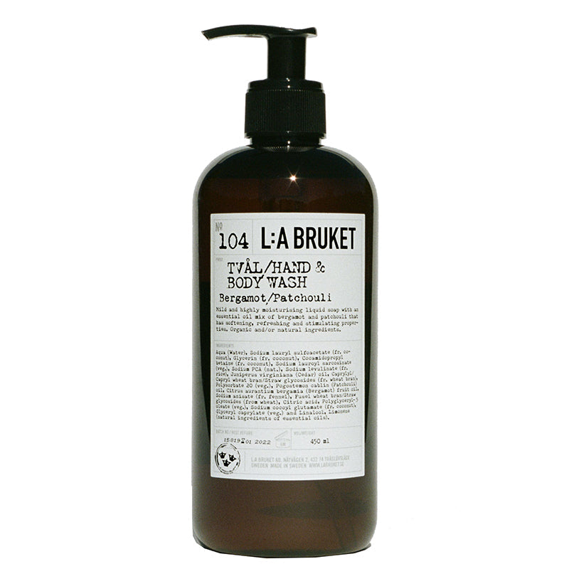 No. 104 Bergamot & Patchouli Hand and Body Wash by L:A Bruket Body Wash L:A Bruket 450 ml