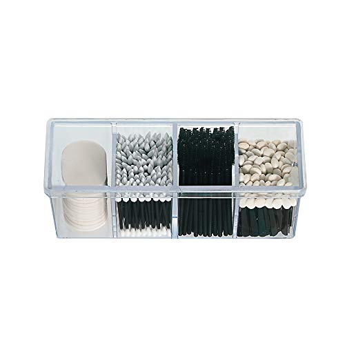 4-Compartment Makeup Organizer and Storage: Transparent Multi-functional Bathroom Closet Storage with 4 Trays and Clear Lid for Cosmetics, Cotton Balls or Sponges