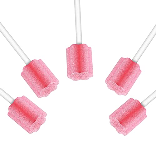 Wellgler's Oral Care Swabs - Disposable Mouth Cleaning Spong swabs (250count, Pink)