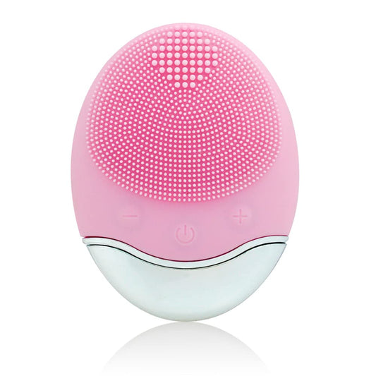 Sonic Facial Cleansing Brush, Soft Silicone Waterproof Face Cleanser Bamboo Charcoal Wireless Charging Travel Size Massager for Skin Exfoliation, Deep Cleansing, Anti Aging - Pink