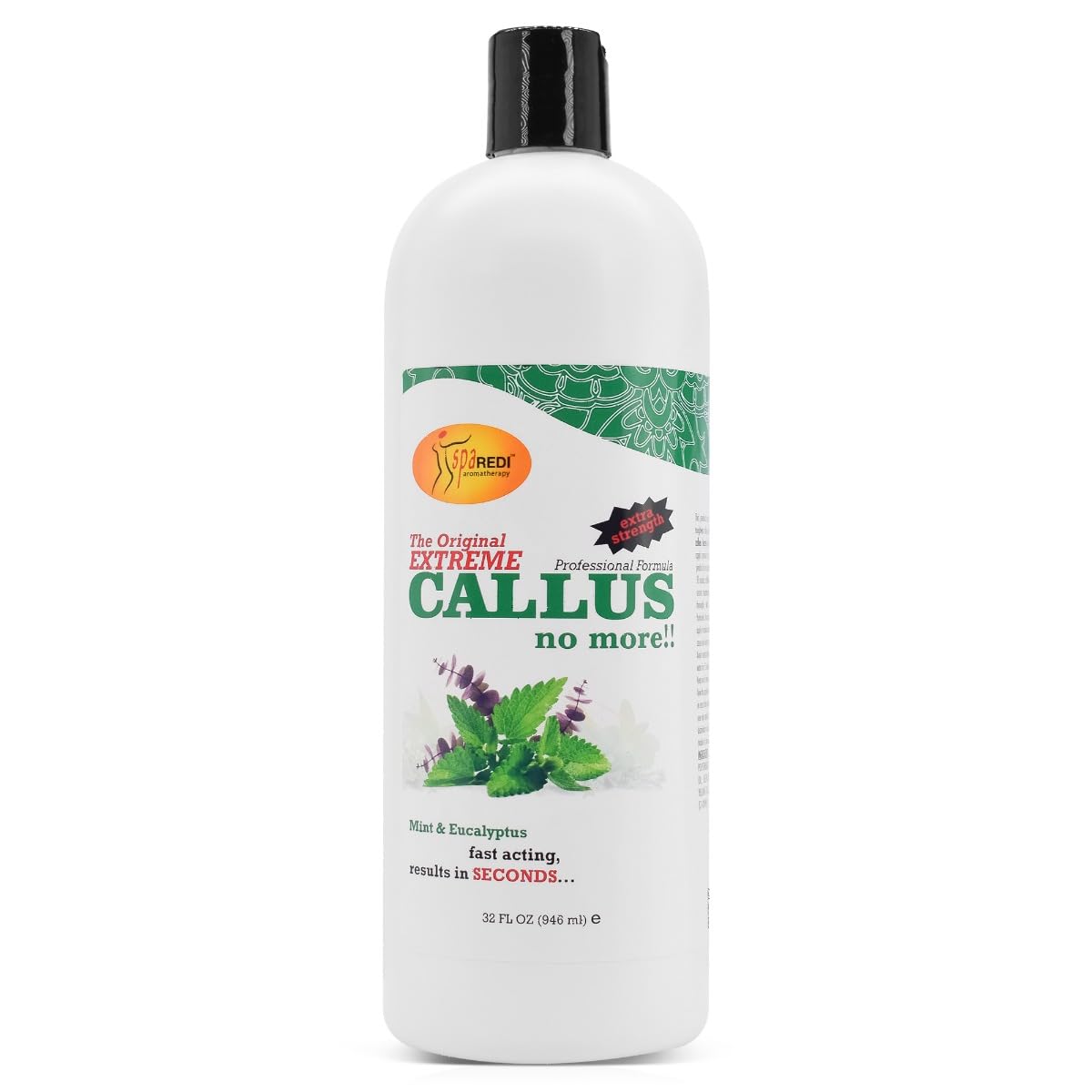 SPA REDI - Callus Remover for Feet Gel - Professional Pedicure Foot Care - Removes Toughest Calluses in Seconds and Smooths Dry Cracked Heels (Mint and Eucalyptus, 32 Oz)