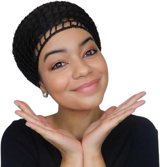 RD Dominican Wrap or Doobie Cap Nylon Made Negro, One Size Mesh Crochet Wrap Doobie Cap Hat HairNet Knit Snood Women Cover Ornament for Sleeping