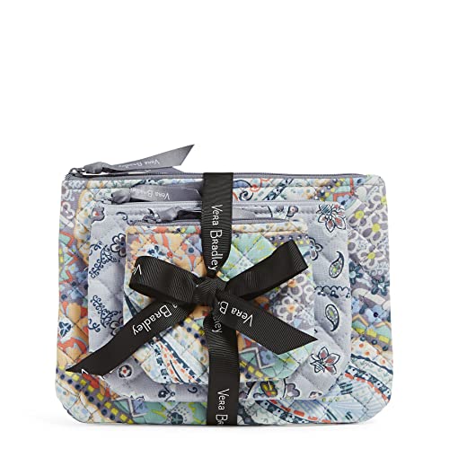 Vera Bradley Women's Cotton Cosmetic Trio, Citrus Paisley - Recycled Cotton, One Size