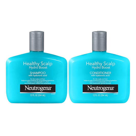 Neutrogena Moisturizing Healthy Scalp Hydro Boost Shampoo & Conditioner for Dry Hair and Scalp, with Hydrating Hyaluronic Acid, pH-Balanced, Paraben & Phthalate-Free, Color-Safe, 12 Fl Oz