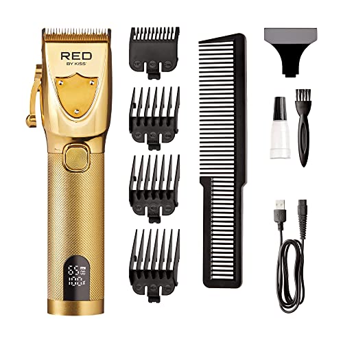 Red by Kiss Cordless Hair Clippers, Hair Trimmer for Professional Haircut, Grooming Kit for Men Ultra Clean-Cut Clipper