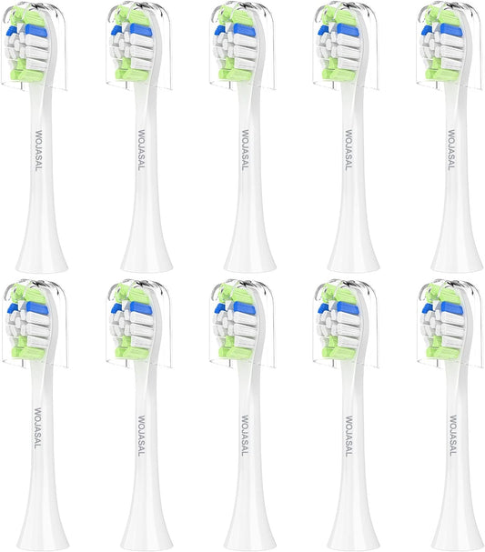 Replacement Toothbrush Brush Heads Compatible with Philips Sonicare Electric Toothbrushes, for Snap-On System, Pack of 10, White