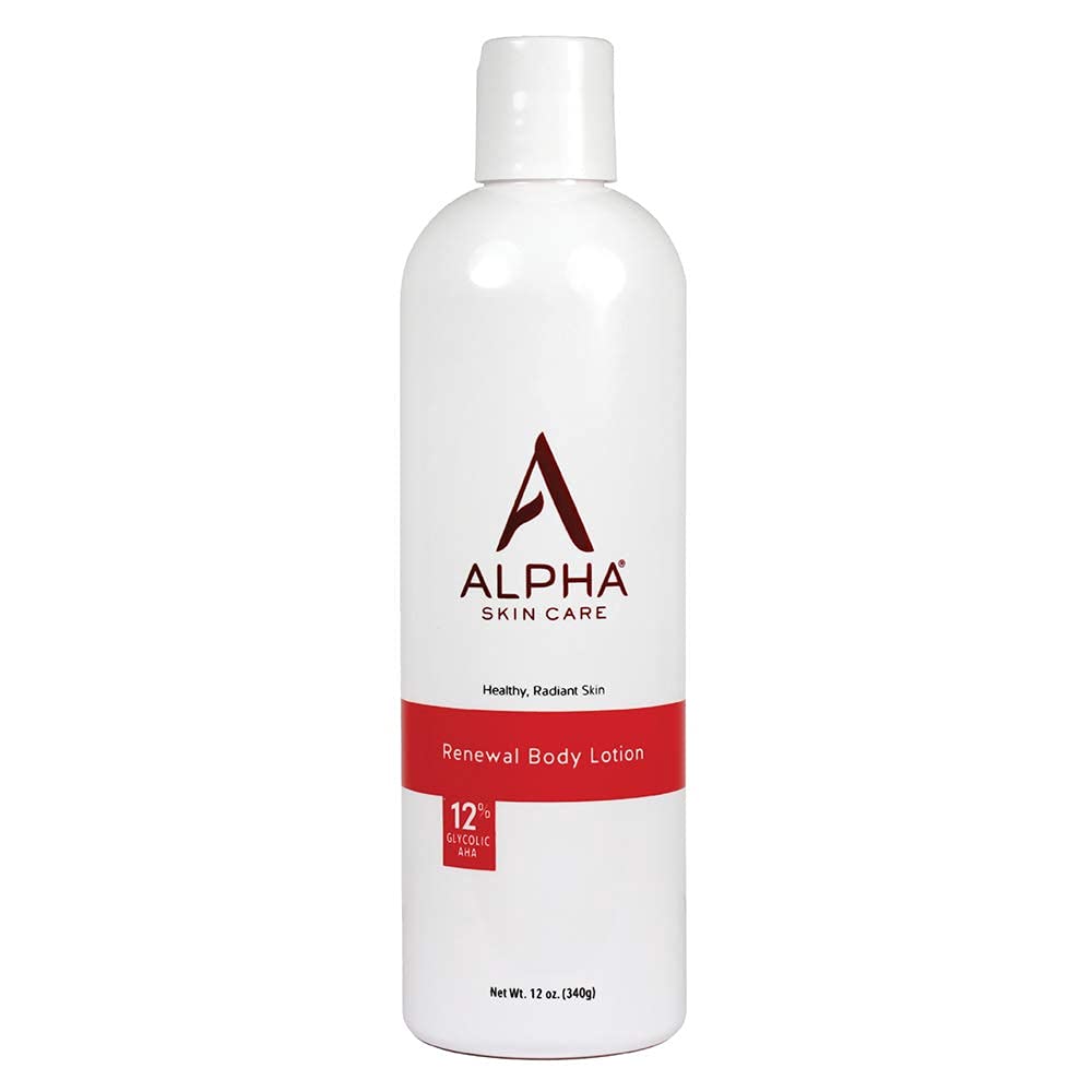 Alpha Skin Care Revitalizing Body Lotion with 12% Glycolic AHA, Simple and Effective Multi-Purpose Daily Moisturizer Hydrates and Exfoliates with Anti-Aging, 12 Oz