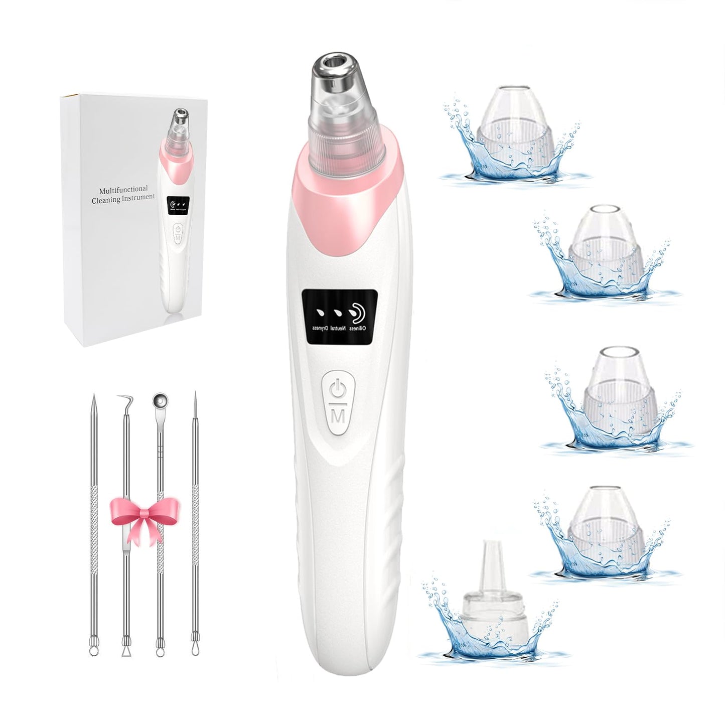 2024 Newest Blackhead Remover Pore Vacuum,Facial Pore Cleaner-5 Suction Power,5 Probes,USB Rechargeable Blackhead Vacuum Kit Electric Acne Extractor Tool for Adult