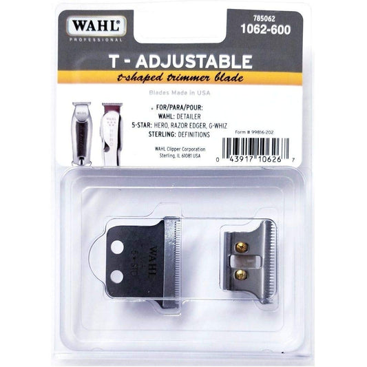 Wahl T-Adjustable T-Shaped Trimmer Blade for Detailer, 5 Star Hero, Razor Edger, G-Whiz, Sterling Definitions #1062-600