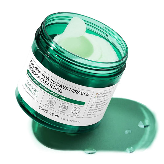SOME BY MI AHA BHA PHA 30 Days Miracle Truecica Clear Pad - 70 Pads, 4.22Oz, 125ml - Mild Exfoliating Face Toner Pad for Sensitive Skin - Acne Care, Remove Dead Cells and Wastes - Korean Skin Care