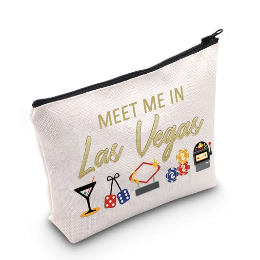 POFULL Las Vegas Sign Bachelorette Party Gift Meet Me in Las Vegas Cosmetic Bag Las Vegas Trip Gift (Las Vegas bag)