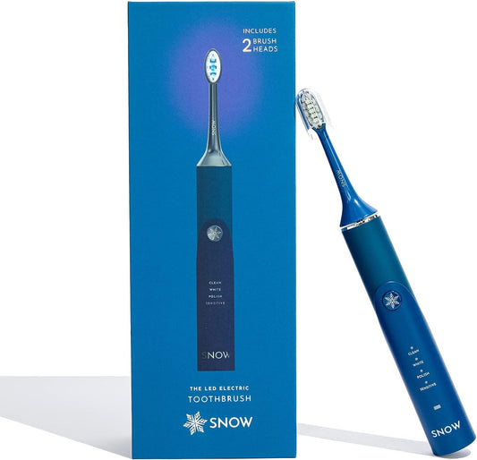 Snow LED Electric Toothbrush - Rechargeable Electronic Brush for Adults - Sonic Technology w/LED Light Whitening & Cleaning Powered w/Sonic Technology for Oral Routine - Polar Blue