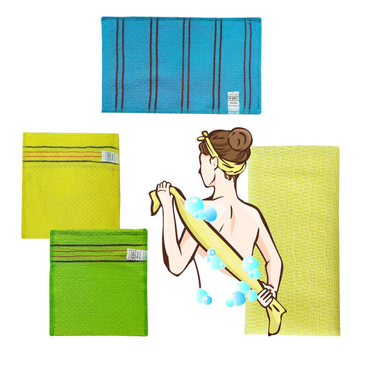 NOPIGO Korean Asian Exfoliating Bath Washcloth Mitt for Remove Dead Skin.Exfoliating Body Scrubber.Exfoliating Gloves for Body Scrub (Multi 4)