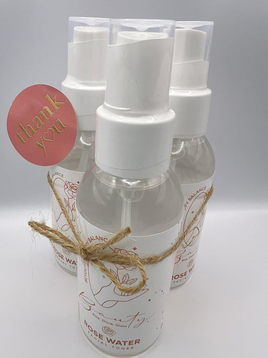 Beauty Hydrating Rose Water Facial Mist with Caviar Extract, Seaweed, Vitamin E and jojoba Oil | Spray de agua de rosas hidratante para la cara