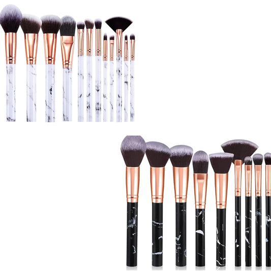START MAKERS 12Pcs & 10Pcs Marble Makeup Brushes Set, Buffing Blending Contouring for Face, Eyeshadow, Concealer