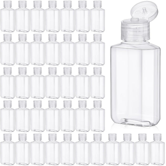 Tanlade 200 Pcs 2 oz Clear Hand Sanitizer Bottles with Flip Cap Plastic Empty Reusable Refillable Bottles Portable Travel Size Hand Sanitizer Container for Shampoo Soap Outdoor Camping (Clear)