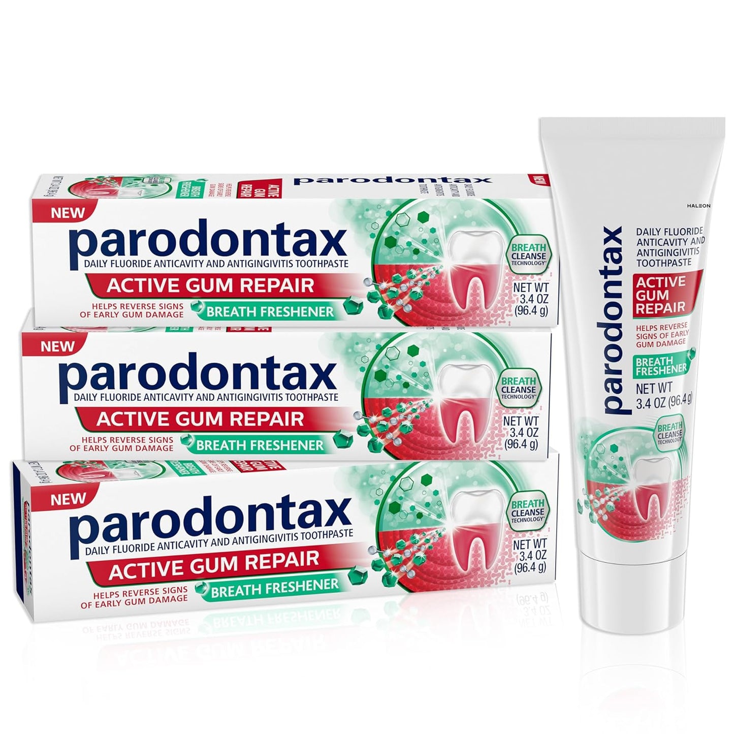 Parodontax Active Gum Repair Breath Freshener Toothpaste, 3x3.4 oz Tubes