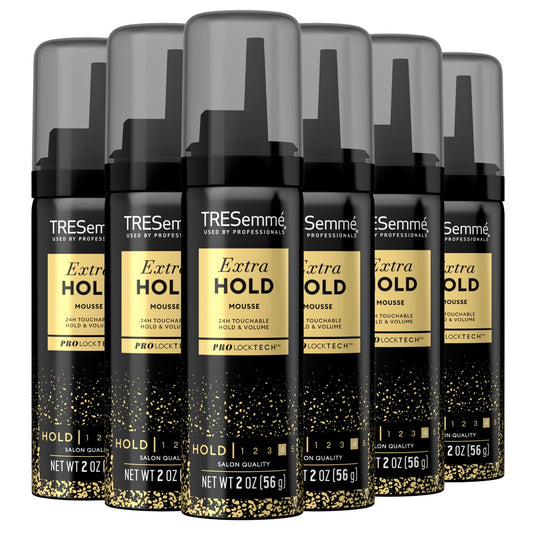 TRESemme Mousse - Extra Hold Hair Mousse for Curls, Mousse for Hair Volume, Frizz Control Hair Care Products for Women and Men, Travel-Size Mousse, 2 Oz (Pack of 6)