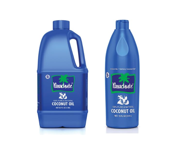 Parachute 100% Pure and Natural Unrefined Coconut Oil | No Chemicals & Added Preservatives | 63 fl.oz & 15 Fl Oz