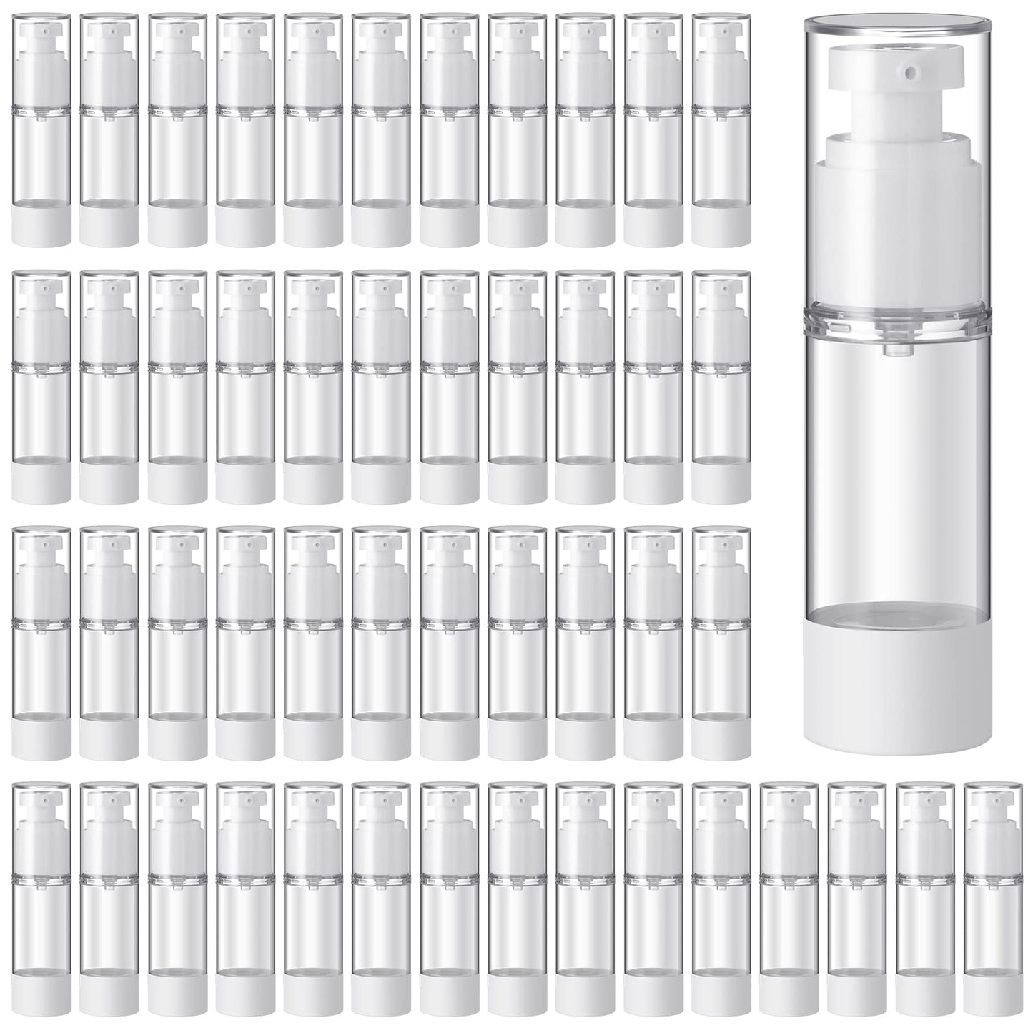 60 Pcs Clear Airless Pump Bottles Refillable Cosmetic Travel Size Dispenser Vacuum Plastic Travel Bottles Empty Lotion Pump Bottle Dispenser Shampoo Bottle Liquid Toiletry Travel Containers (3.4 oz)