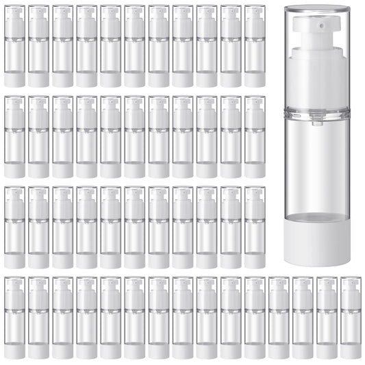 60 Pcs Clear Airless Pump Bottles Refillable Cosmetic Travel Size Dispenser Vacuum Plastic Travel Bottles Empty Lotion Pump Bottle Dispenser Shampoo Bottle Liquid Toiletry Travel Containers (3.4 oz)