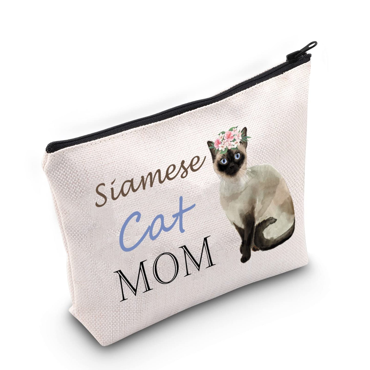 Siamese Cat Mom Cosmetic Bag Cat Lover Gift Siamese Mom Makeup Zipper Pouch Bag for Women Girls Siamese Cat Owner Gift (Siamese)